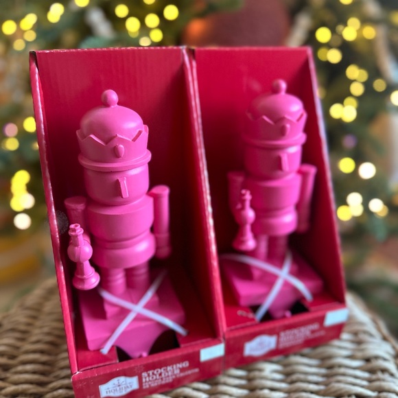 Hot Pink matte Nutcracker stocking holder X 2 - Picture 2 of 7
